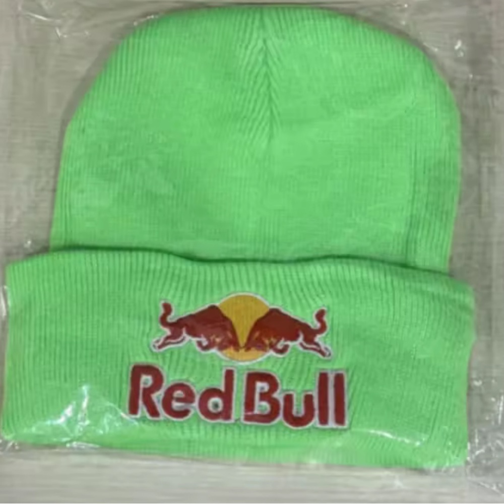 Red bull beanie lime green
